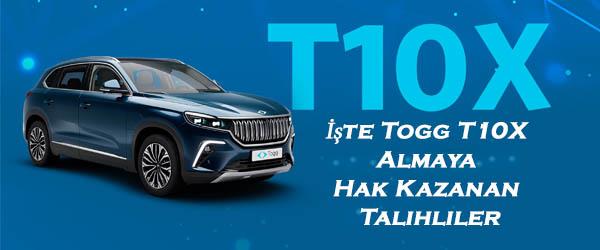 İşte Togg T10X Almaya Hak Kazanan Talihliler